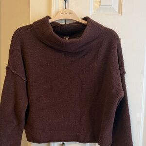 Free People Chocolate Cowl Neck Sweater